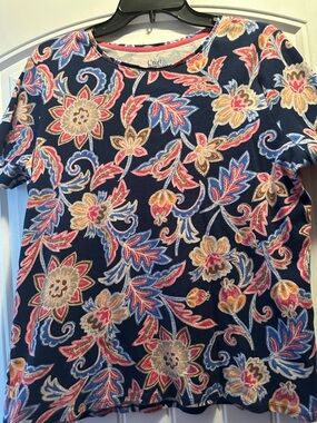 croft & barrow Navy Floral Paisley Short-Sleeve Tee